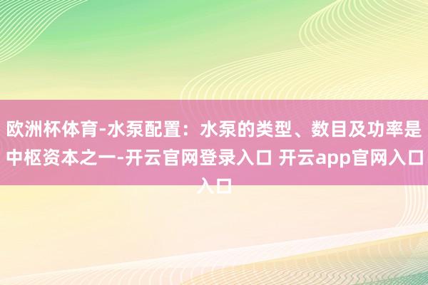 欧洲杯体育-水泵配置:水泵的类型、数目及功率是中枢资本之一-开云官网登录入口 开云app官网入口