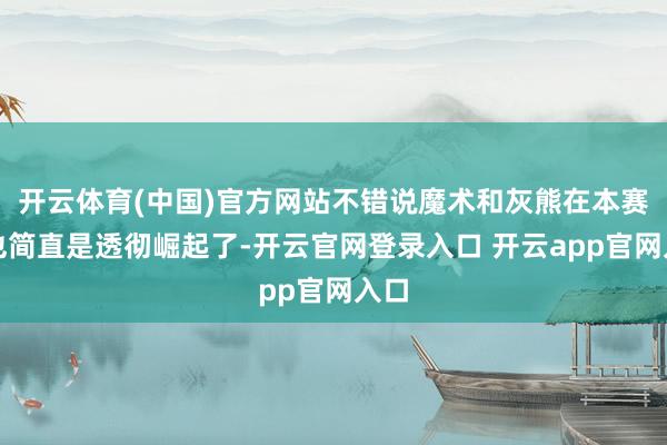 开云体育(中国)官方网站不错说魔术和灰熊在本赛季也简直是透彻崛起了-开云官网登录入口 开云app官网入口