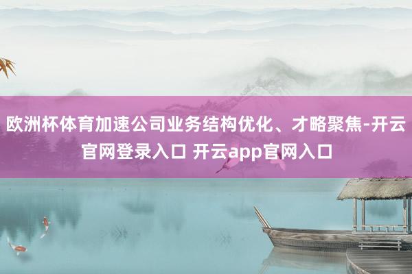 欧洲杯体育加速公司业务结构优化、才略聚焦-开云官网登录入口 开云app官网入口