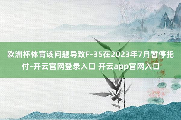欧洲杯体育该问题导致F-35在2023年7月暂停托付-开云官网登录入口 开云app官网入口