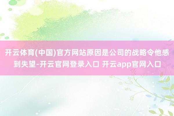 开云体育(中国)官方网站原因是公司的战略令他感到失望-开云官网登录入口 开云app官网入口