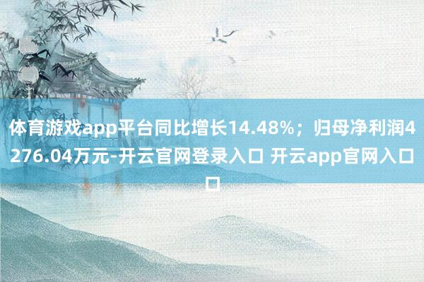 体育游戏app平台同比增长14.48%；归母净利润4276.04万元-开云官网登录入口 开云app官网入口